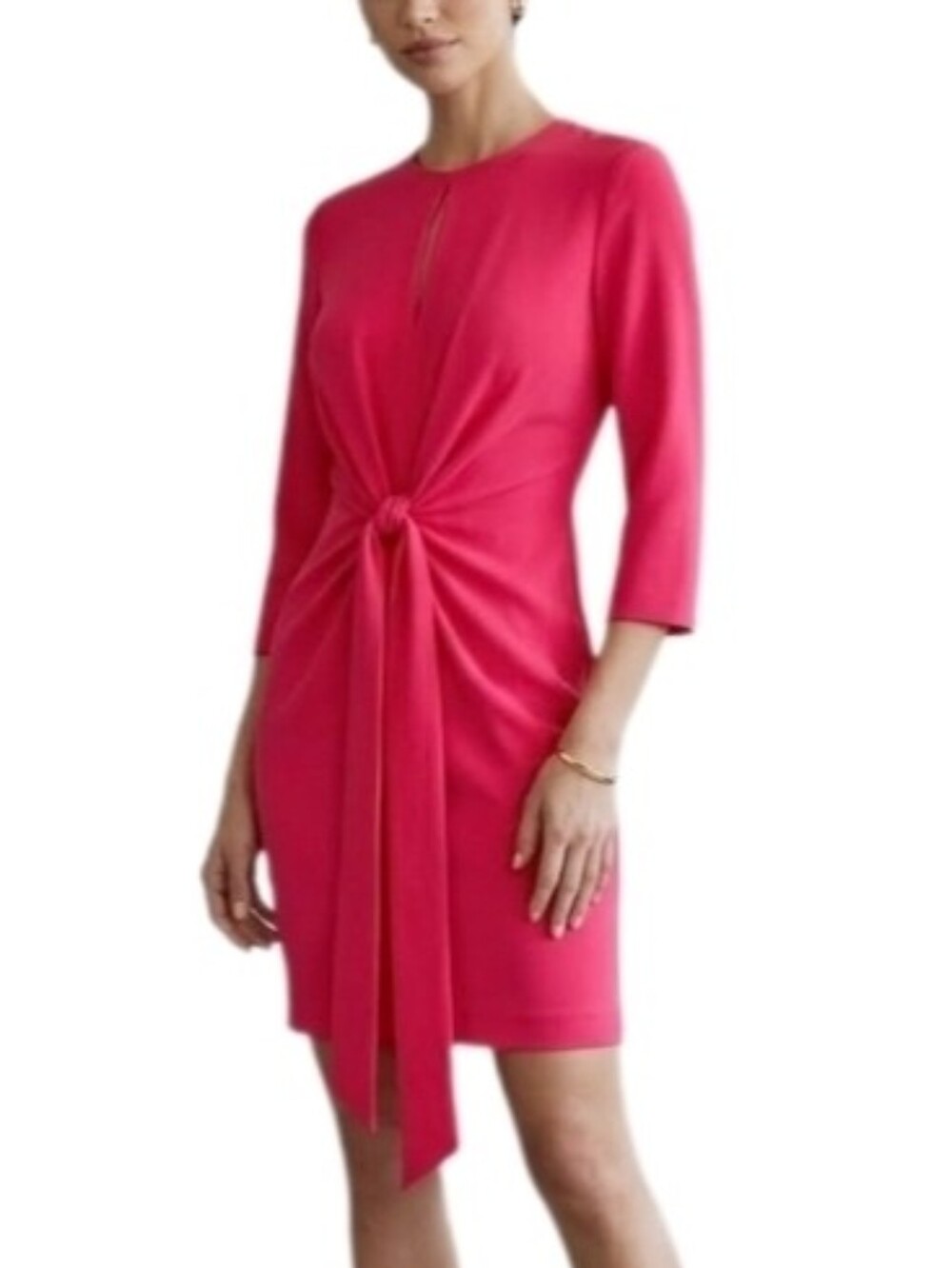 ASOS Dress Tie-Front Long Sleeve Summer Pink Size 4